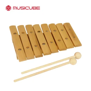 8 Tones Xylophone 050821 - beechwood xylophone with nature wood bars and 2 wooden mallets, Musicube edition