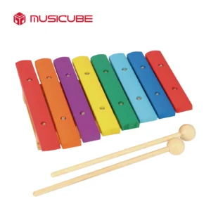 8 Tones Xylophone 050825 - colored wood bar xylophone with 2 wooden mallets, Musicube edition