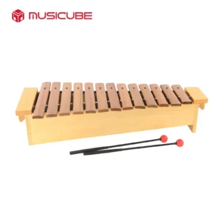 Soprano Xylophone 051305 - 16 hardwood bars on birch resonance box with 2 red mallets, Musicube edition