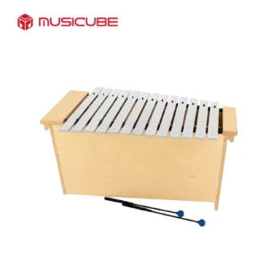 Bass Xylophone 051307 - 16 hardwood bars on birch resonance box with 2 baby blue mallets, Musicube edition