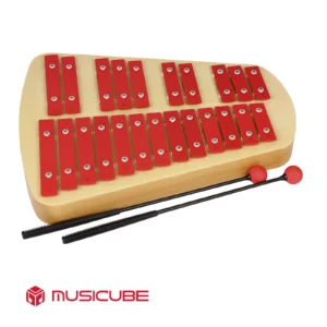 Chromatic Alto Glockenspiel 052302 - 23 red bars on beechwood body with 2 plastic mallets, Musicube edition