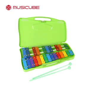 Chromatic Glockenspiel 052501 - 25 colored bars in green carry case with 2 plastic mallets, Musicube edition