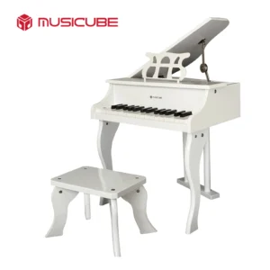 30 Keys Kids Grand Piano 093003 - pearl white kids grand piano with matching stool, Musicube edition
