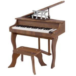 30 Keys Kids Grand Piano 093741 - walnut grain baby grand kids piano with matching stool and music rest, Musicube edition
