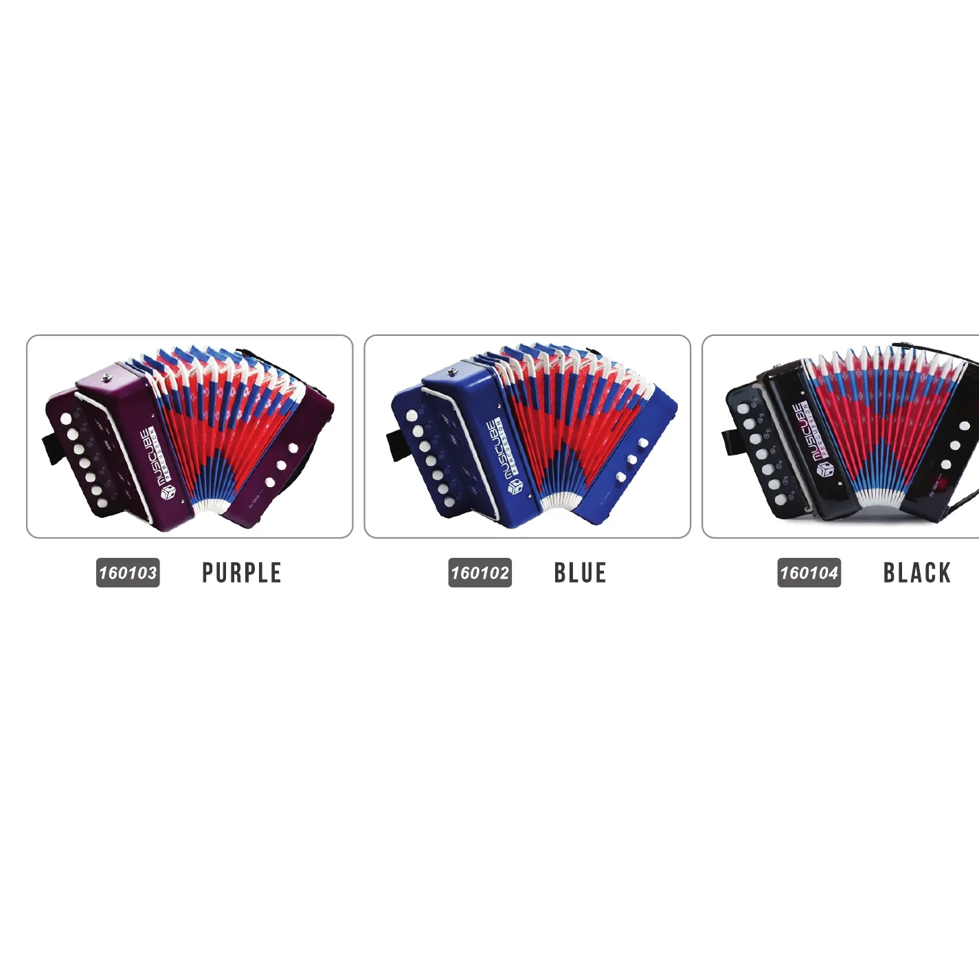 Accordion for Kids – 10 Buttons, 14 Tones & 2 Basses (160101-160104) — gallery image