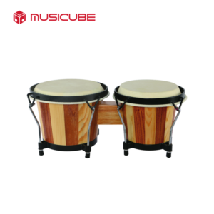Tunable bongo drums, two-tone neem and pinewood 6"+7" pair, studio product photo