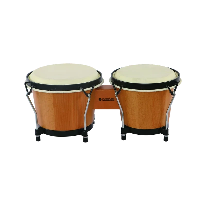 Tunable bongo drums, beechwood 6"+7" pair, product photo on white