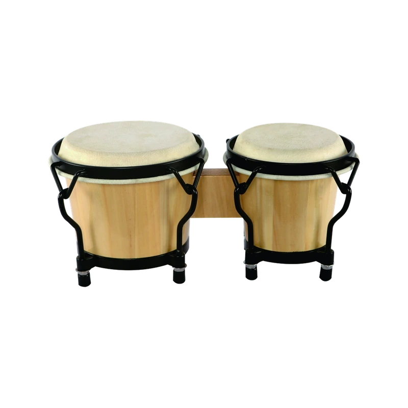 Tunable bongo drums, pinewood 4"+5" pair, product photo on white