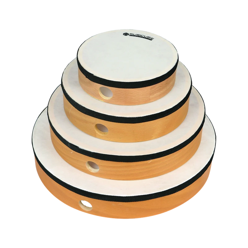 High-grade hand drum, 6/8/10/12 inch beechwood — product photo on white