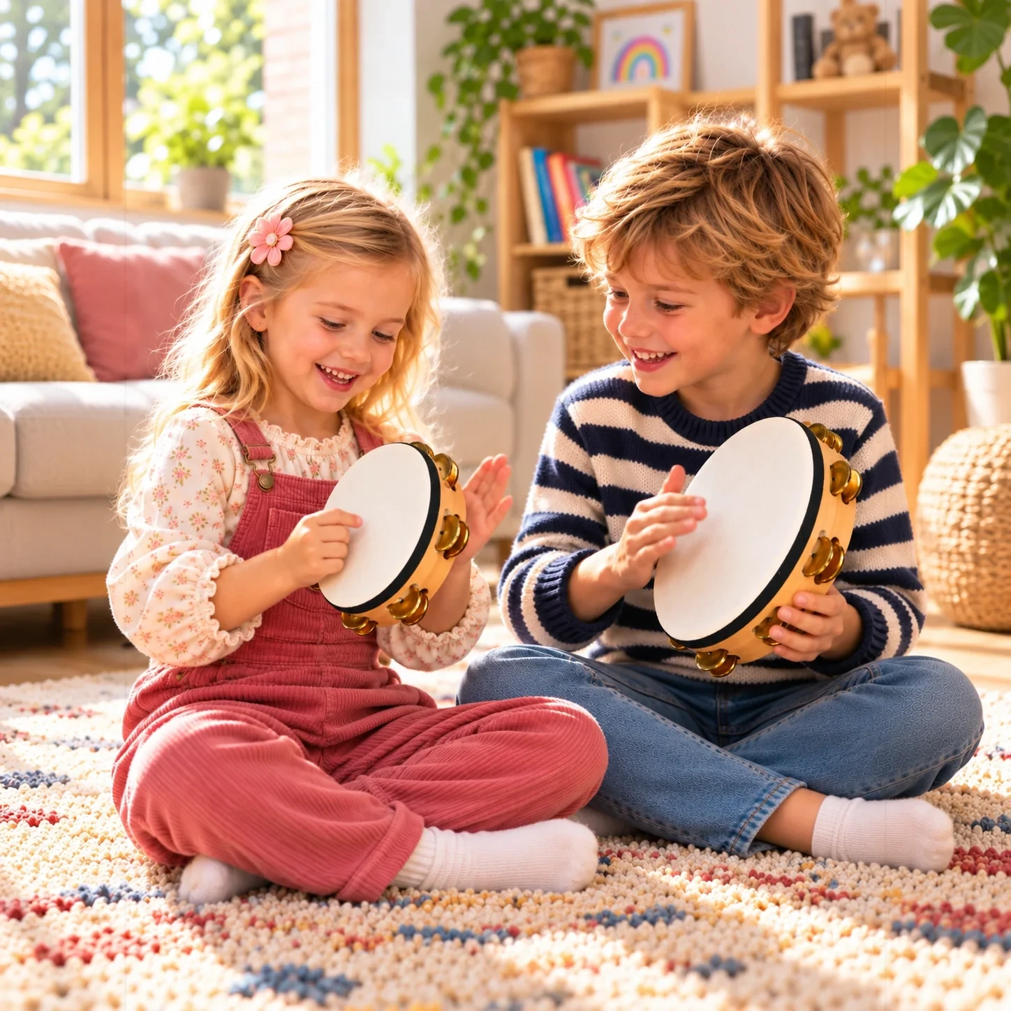 High-grade tambourine, 8 inch with 12 brass bells — in use, scene 02