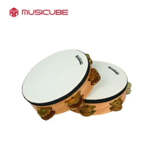 High-grade tambourine, 8 inch with 12 brass bells — studio product photo