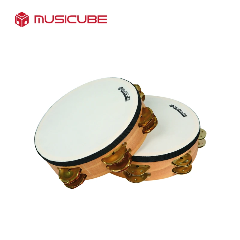 High-grade tambourine, 8 inch with 12 brass bells — studio product photo