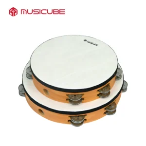 High-grade tambourine, 10/12 inch with denser jingles — studio product photo