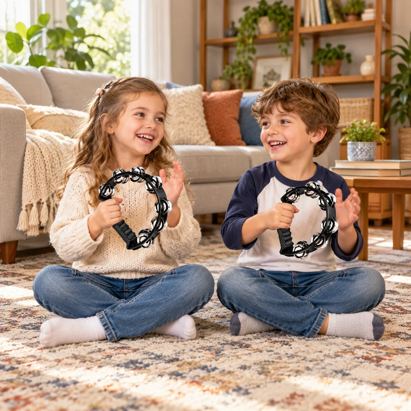 Headless tambourine, arch shape, 16 jingles — in use, scene 03