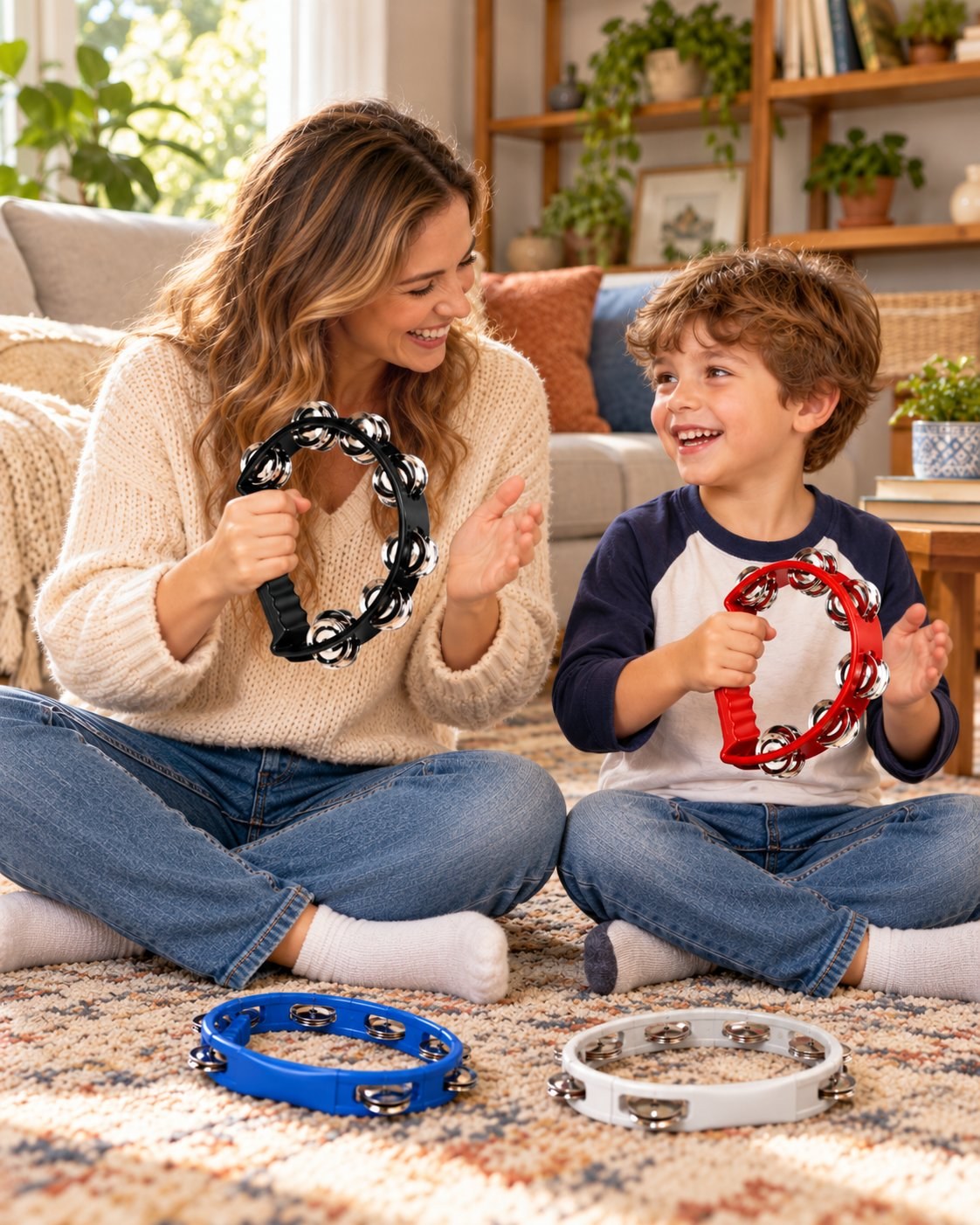 Headless tambourine, oval, 7 bells — in use, scene b