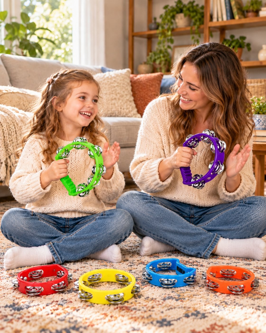 Headless tambourine, semi-circular, 4 bells — in use, scene b