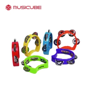 Headless tambourine, semi-circular, 4 bells — studio product photo